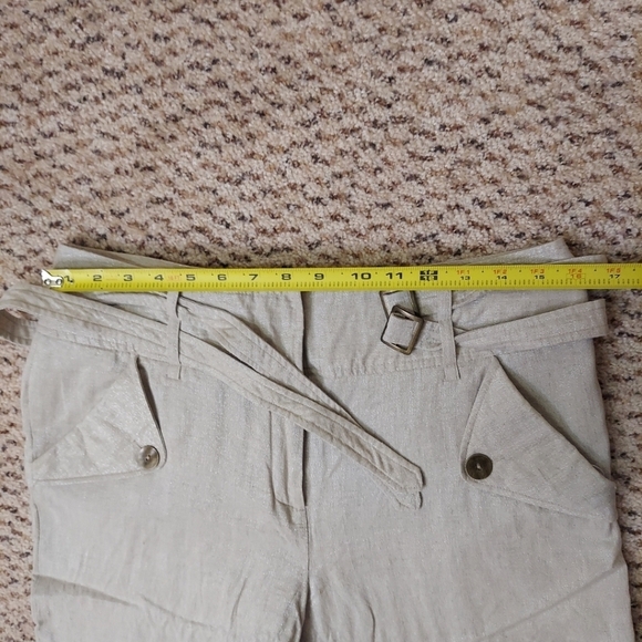 Willi Smith Womens Pants Linen Blend Crop Wide Leg Metallic Beige Khaki Size 10 - Picture 2 of 14